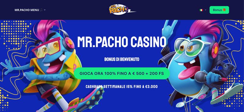 Sito ufficiale del casinò Mr. Pacho Casino, il casinò non AAMS in Italia